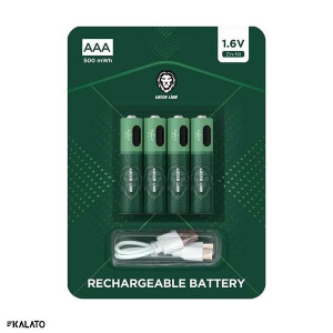 باتری نیم قلمی شارژِی گرین لاین مدل GNRGBAAA Zn-Ni 1.6v