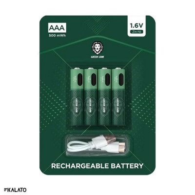 خرید و قیمت باتری نیم قلمی شارژِی گرین لاین مدل GNRGBAAA Zn-Ni 1.6v