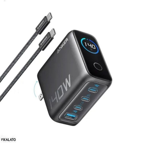 0097032 شارژر دیواری 140w انکر مدل b2697 با 3 خروجی usb c و یک خروجی usb به همراه کابل شارژ usb c به usb c 700