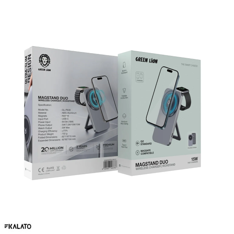 خرید و قیمت شارژر بی سیم گرین لاین مدل Magstand Duo