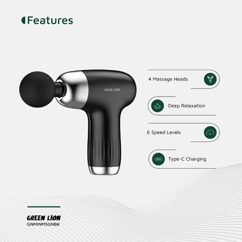 خرید و قیمت ماساژور تفنگی گرین لاین مدل Mini Massage Gun 6 Speed Levels GL-MG28