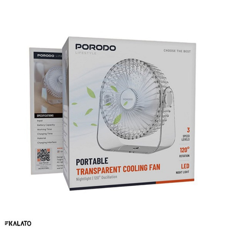 خرید و قیمت پنکه شارژی پرودو مدل Portable Cooling Fan PDTFF89CL
