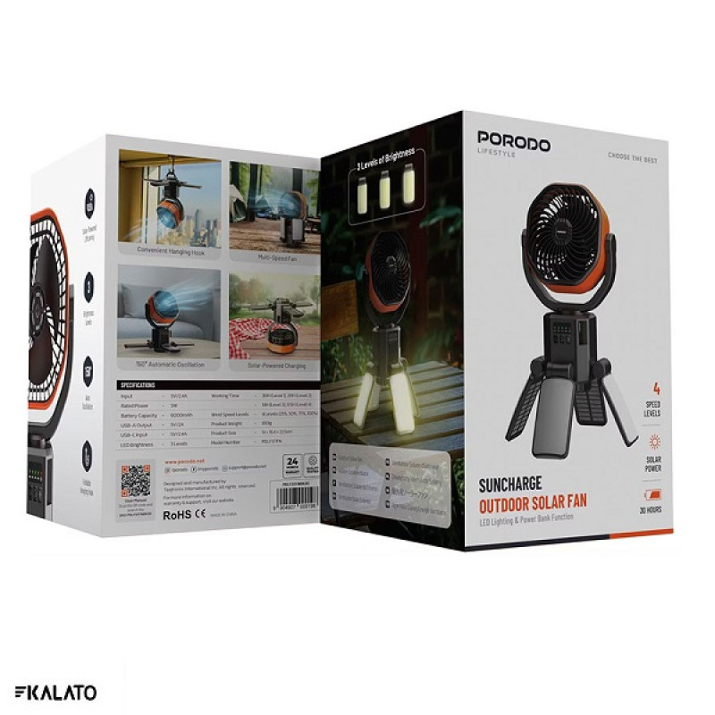 خرید و قیمت پنکه و پاوربانک خورشیدی پرودو مدل Solar Fan PDLFSTFN