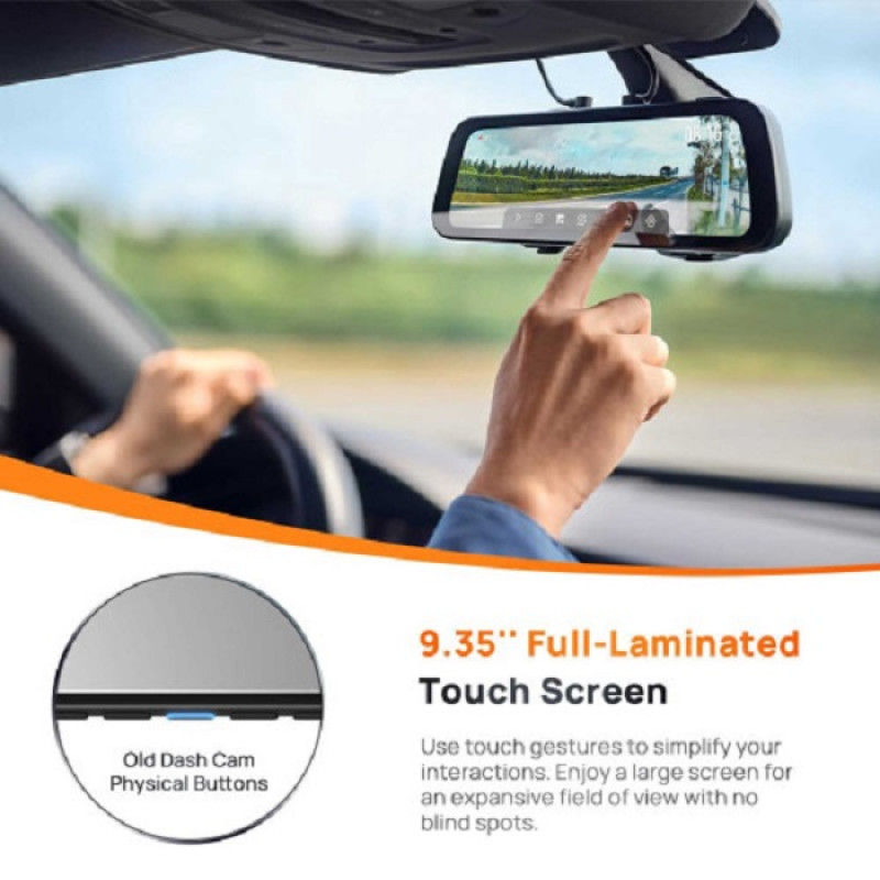 خرید و قیمت ست آینه هوشمند خودرو شیائومی 70mai Rearview Dash Cam S500 به همراه دوربین عقب